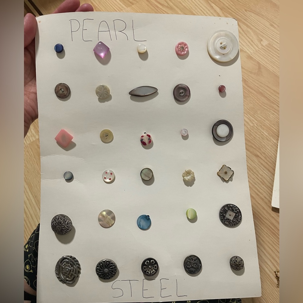 Assorted  antique Buttons Collection on card